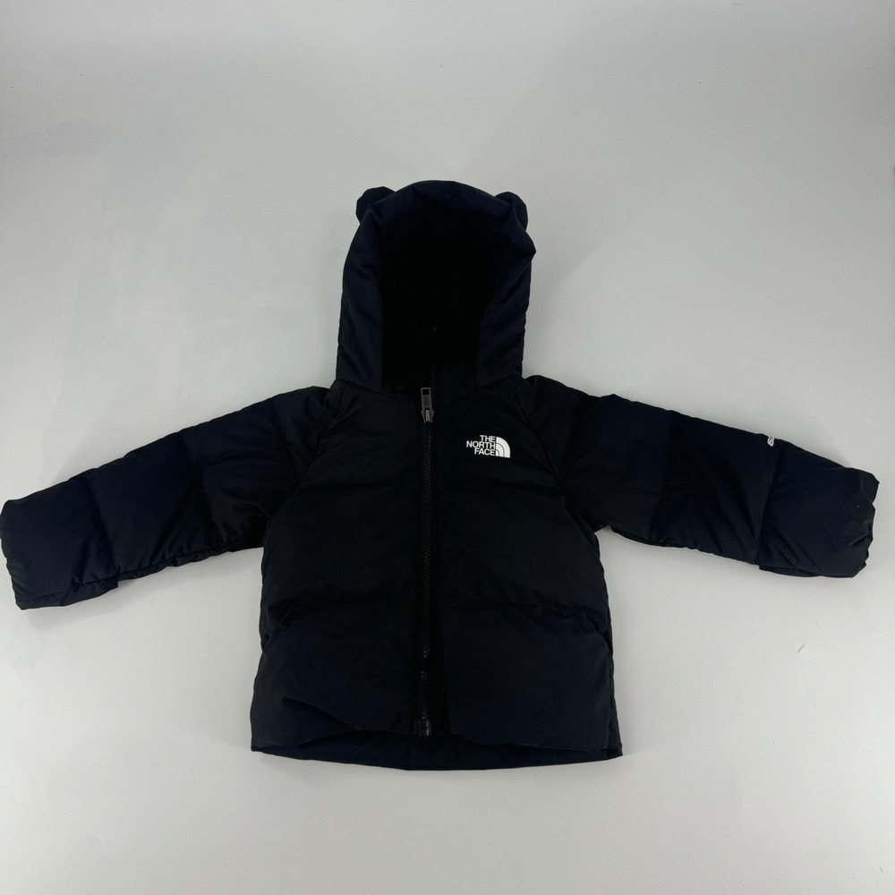 The North Face Baby Moondoggy 600 Down Hooded Jacket Black Bear Ears 6-12M